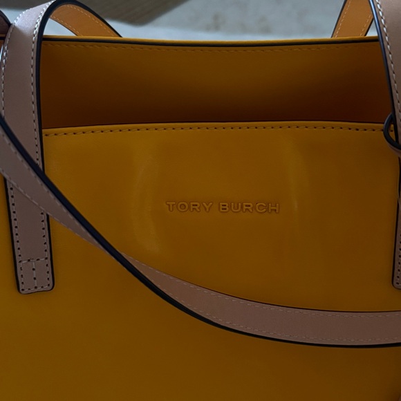 NWT Tory Burch MILO TOTE Yellow Leather Tote Bag - Picture 6 of 12